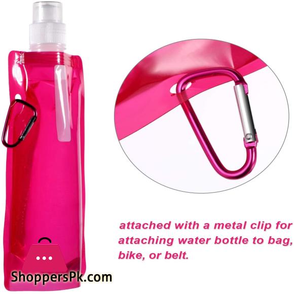 Collapsible Water Bottle Reusable Bottle with Hiking Travel 6 Colors pack of 2