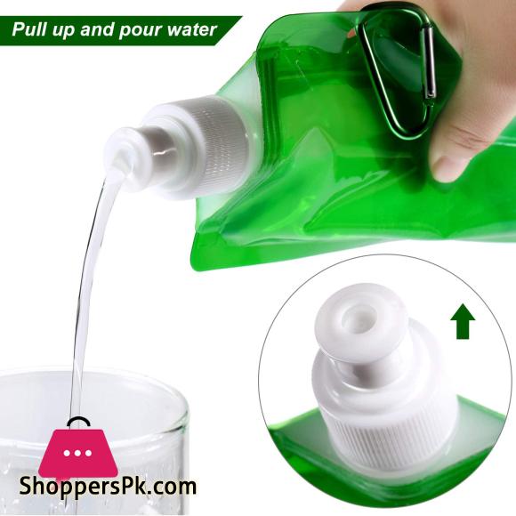 Collapsible Water Bottle Reusable Bottle with Hiking Travel 6 Colors pack of 2