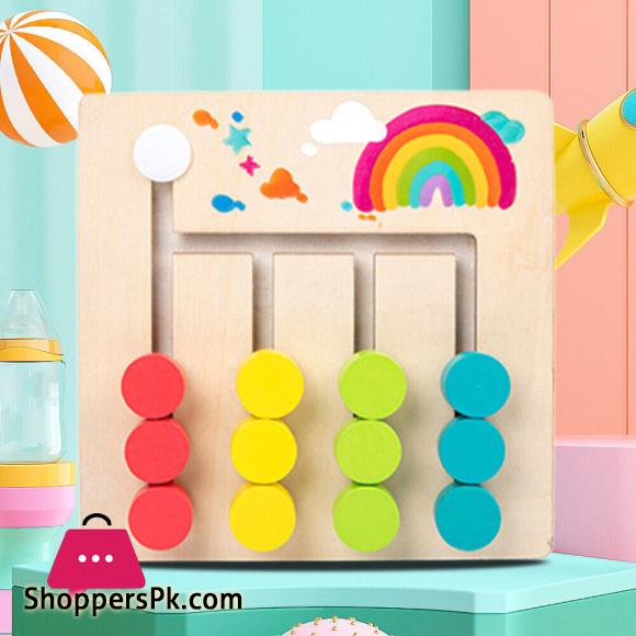 Color and Shape Slide Matching Montessori Learning Toy, Children Wooden Color Matching Busy Board, Logic Game
