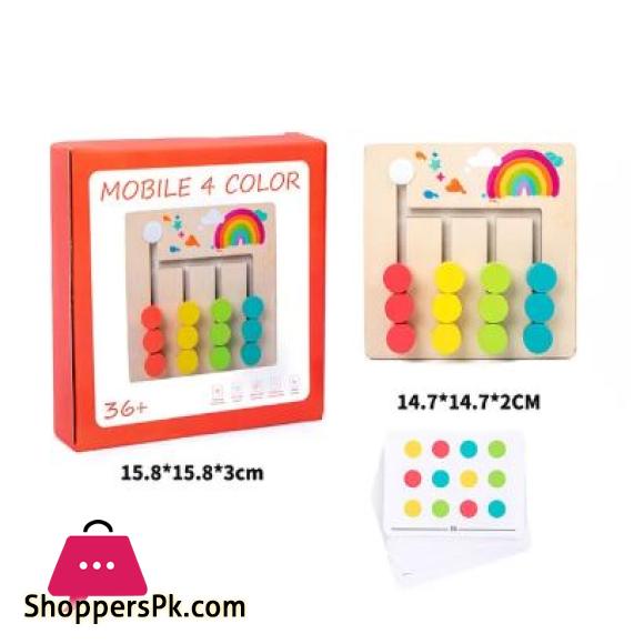 Color and Shape Slide Matching Montessori Learning Toy, Children Wooden Color Matching Busy Board, Logic Game