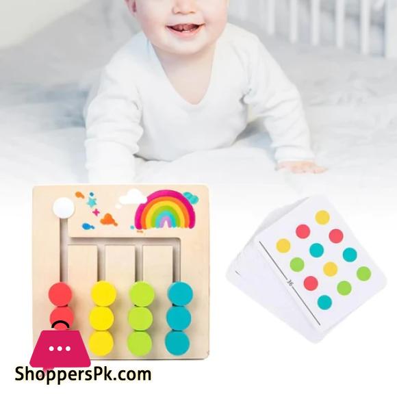 Color and Shape Slide Matching Montessori Learning Toy, Children Wooden Color Matching Busy Board, Logic Game