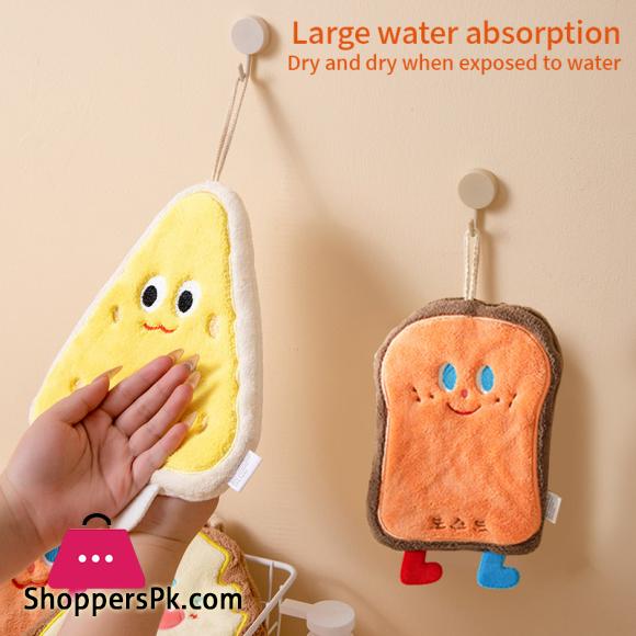 Cute Cartoon Hand Towel Hanging Kitchen Hand Wipe Quick Dry Wipe Three Layers of Thickened Coral Flannel Towel 1-Pcs