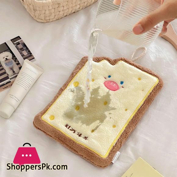 Cute Cartoon Hand Towel Hanging Kitchen Hand Wipe Quick Dry Wipe Three Layers of Thickened Coral Flannel Towel 1-Pcs