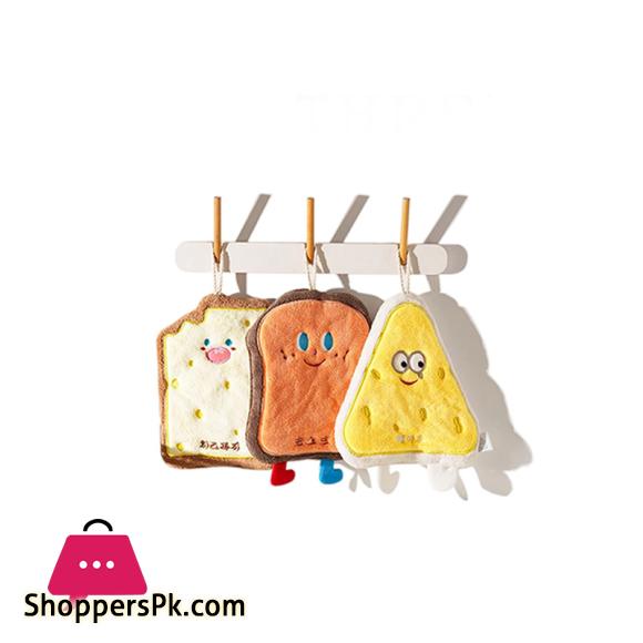 Cute Cartoon Hand Towel Hanging Kitchen Hand Wipe Quick Dry Wipe Three Layers of Thickened Coral Flannel Towel 1-Pcs