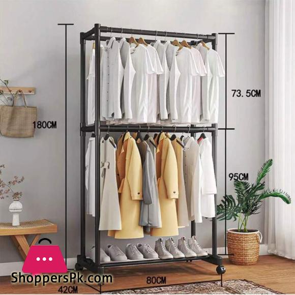 Imported Heavy Duty Iron Cloth Hanger Stand Shoes Rack for Floor Type Clothes Hanging & Drying purpose for Laundry & Bedroom
