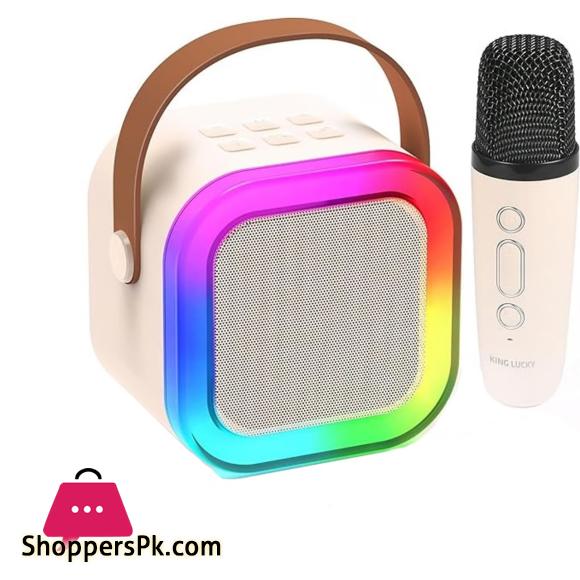 K12 Mini Outdoor Karaoke Bluetooth Speaker Portable Microphone Audio With double wheat Microphone Home Karaoke Speaker multifunctional AUX/TF Card/u disk/TYPE-C