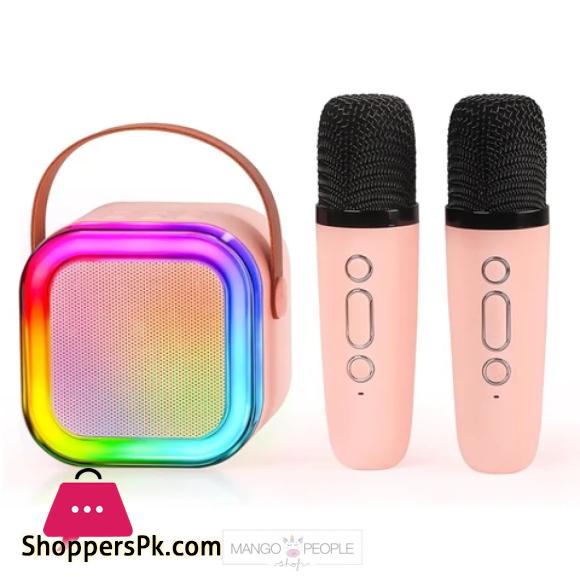 K12 Mini Outdoor Karaoke Bluetooth Speaker Portable Microphone Audio With double wheat Microphone Home Karaoke Speaker multifunctional AUX/TF Card/u disk/TYPE-C