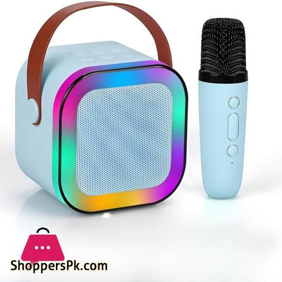K12 Mini Outdoor Karaoke Bluetooth Speaker Portable Microphone Audio With double wheat Microphone Home Karaoke Speaker multifunctional AUX/TF Card/u disk/TYPE-C