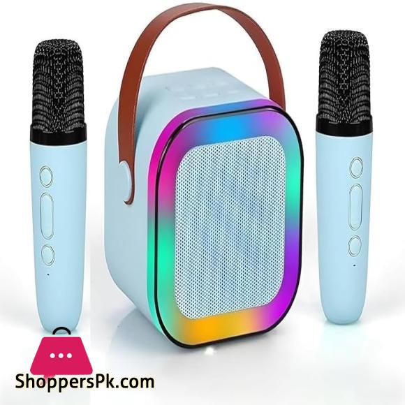 K12 Mini Outdoor Karaoke Bluetooth Speaker Portable Microphone Audio With double wheat Microphone Home Karaoke Speaker multifunctional AUX/TF Card/u disk/TYPE-C