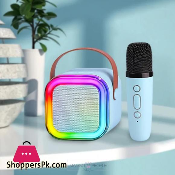 K12 Mini Outdoor Karaoke Bluetooth Speaker Portable Microphone Audio With double wheat Microphone Home Karaoke Speaker multifunctional AUX/TF Card/u disk/TYPE-C