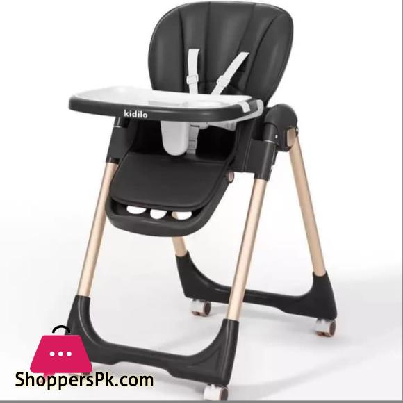 Kidilo Multifunction Portable Baby High Chair, Foldable Feeding Chair, Strong Dining Chair For Baby With Height Adjustment & Wheel - DC01