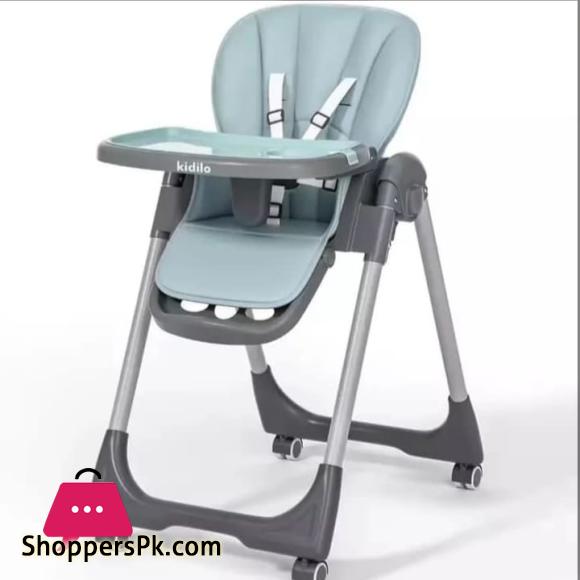 Kidilo Multifunction Portable Baby High Chair, Foldable Feeding Chair, Strong Dining Chair For Baby With Height Adjustment & Wheel - DC01