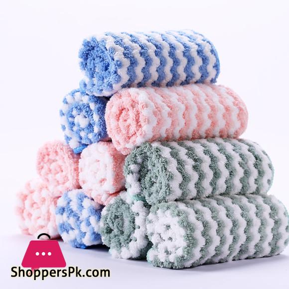 New Kitchen Stripe Dish Cloth Absorbent Housework Clean Towel Kitchen Cleaning 30x30cm (Pack of 4)