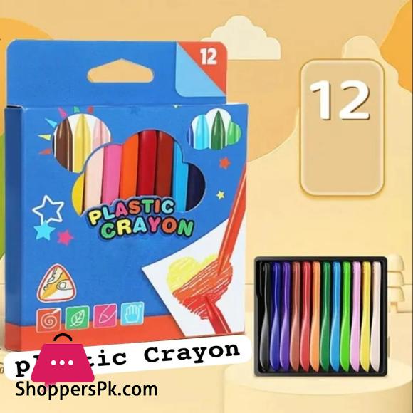 Pack Of 12 Art Supply Childs Plastic Crayons With Box - 1 Piece