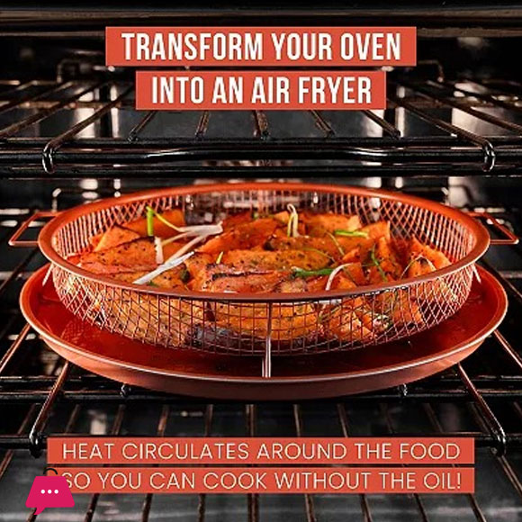 Copper Crisper Tray Round Air Fryer Tray for Oven Deluxe Air Fry in Your Oven 2-Piece Set, Air Fryer Baking Pan Air Fryer Basket for Oven