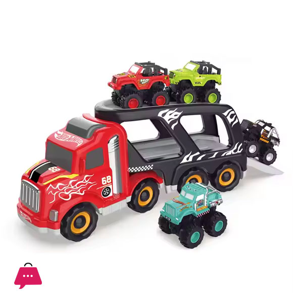 Hot Wheel Electric Large Trailer Double Decker Transport Vehicle Folding Storage Vehicle Loading Sliding Car Set Childrens Toys