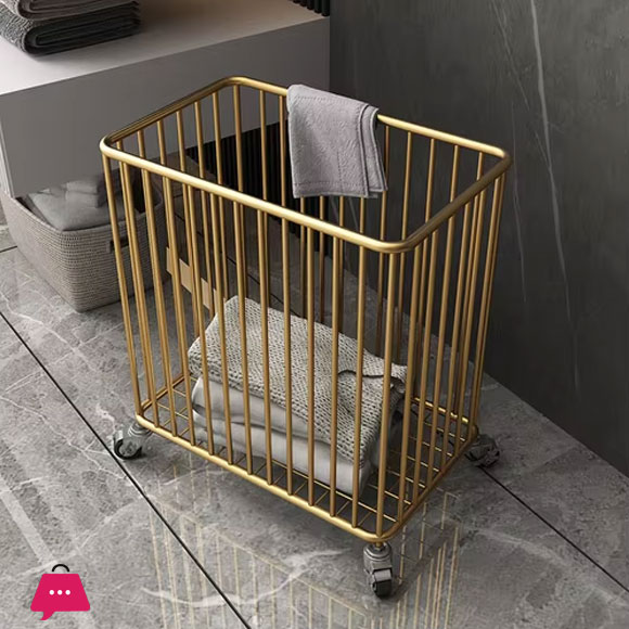 Nordic Style Light Weight Dirty Clothes Storage Basket Gold Laundry Basket