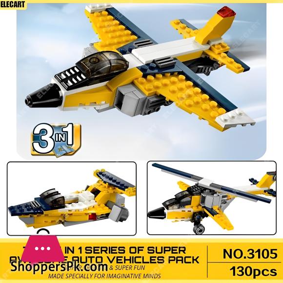 130-Piece LEGO Building Set: Super Creative 3-in-1 Super Airplane Blocks Toy - Perfect Gift for Children and Adults