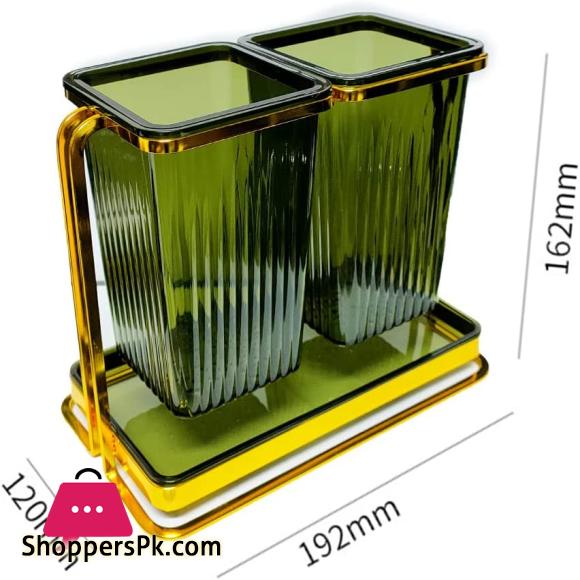 2 Compartments Square Cutlery Holder Utensil Holder Countertop Kitchen Utensil Organizer