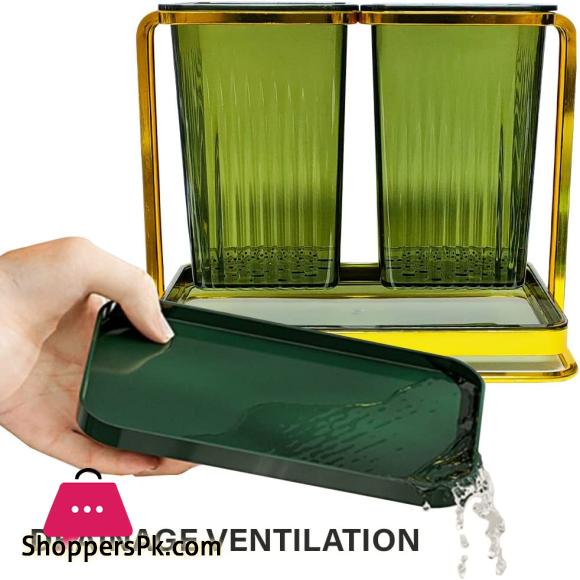 2 Compartments Square Cutlery Holder Utensil Holder Countertop Kitchen Utensil Organizer