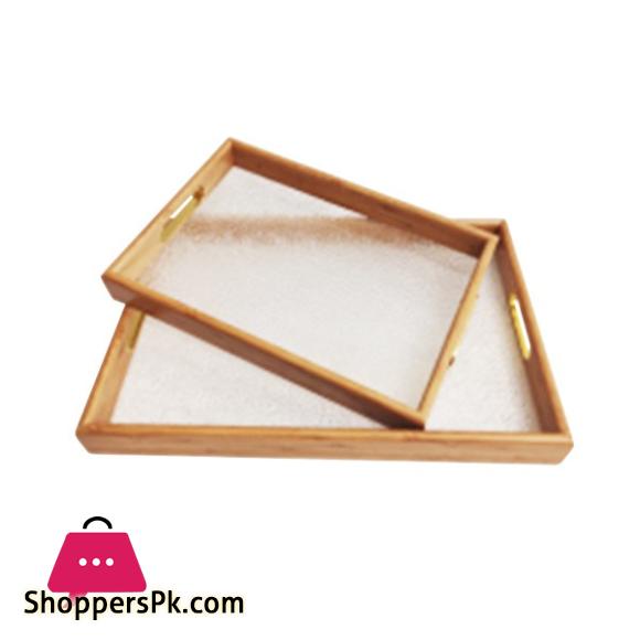 2-Pcs Wooden Tray Set