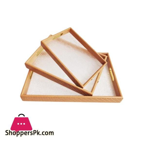 3-Pcs Wooden Tray Set