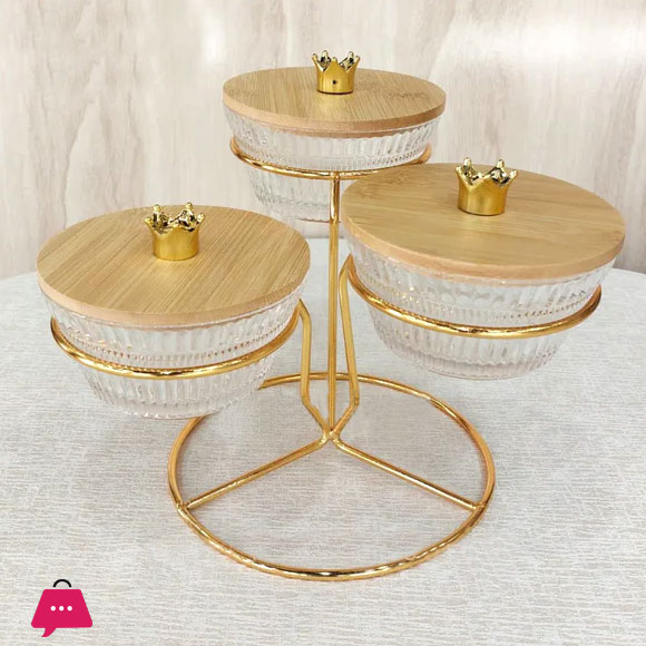 3-Condiments Set with Gold Stand