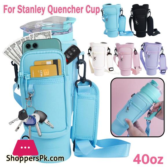 40oz Water Bottle Carrier Bag with Phone Pocket for Quencher Cup with Handle Water Bottle Holder Pouch