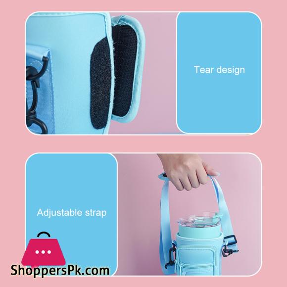 40oz Water Bottle Carrier Bag with Phone Pocket for Quencher Cup with Handle Water Bottle Holder Pouch