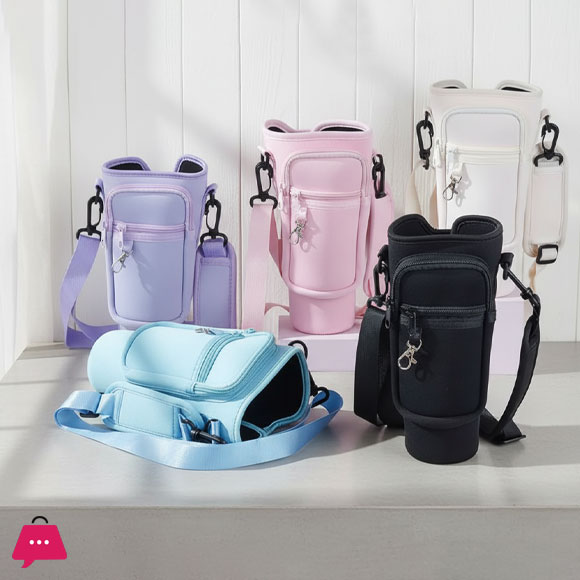 40oz Water Bottle Carrier Bag with Phone Pocket for Quencher Cup with Handle Water Bottle Holder Pouch