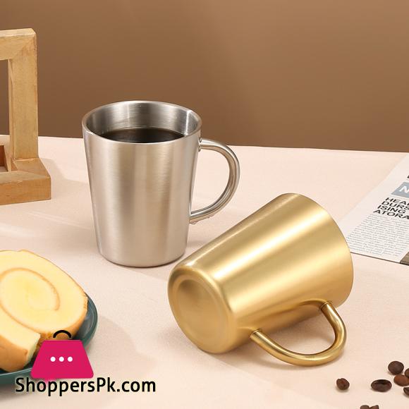 Golden Tea Cup Stainless Steel Coffee Cup Thermal Cups with Anti-scald Handle Travel Drinkware Tools