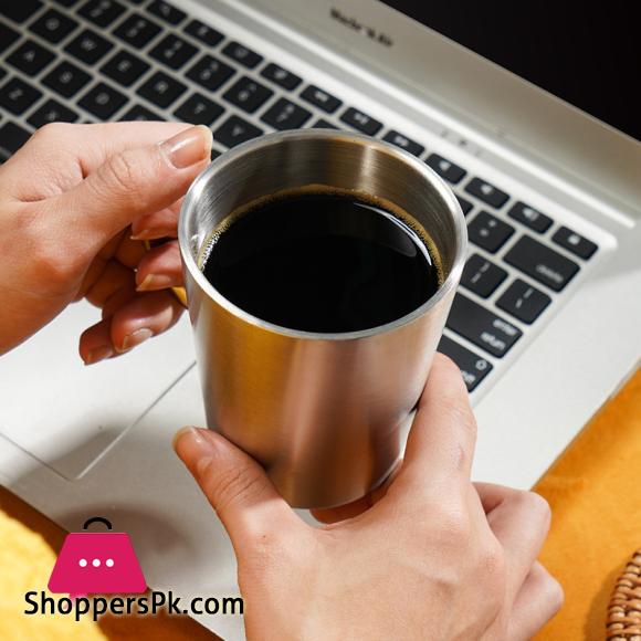 Golden Tea Cup Stainless Steel Coffee Cup Thermal Cups with Anti-scald Handle Travel Drinkware Tools