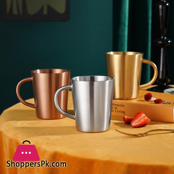 Golden Tea Cup Stainless Steel Coffee Cup Thermal Cups with Anti-scald Handle Travel Drinkware Tools