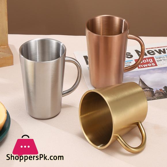 Golden Tea Cup Stainless Steel Coffee Cup Thermal Cups with Anti-scald Handle Travel Drinkware Tools