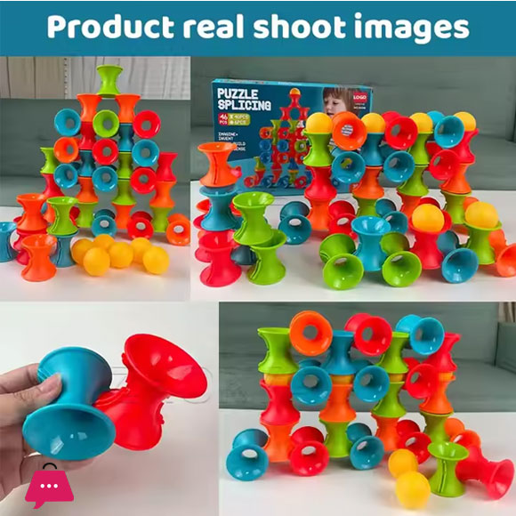 46pcs Stacking Building Block Montessori Sensory Toys kids Balance Stacking Cup Game with Sucker Ball