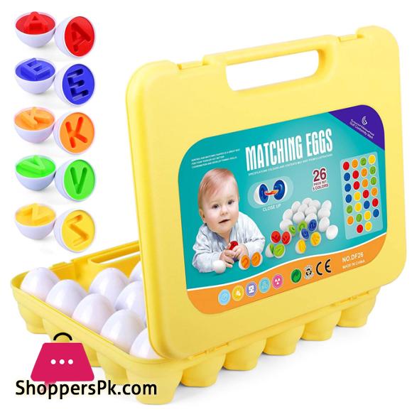A to Z Alphabet Letter Matching Eggs Color & Shape Briefcase 26 Pieces