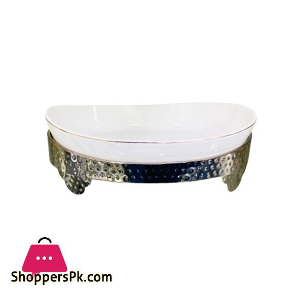 Brilliant Oval Boat Shape Serving Plate with Stand 11 Inch