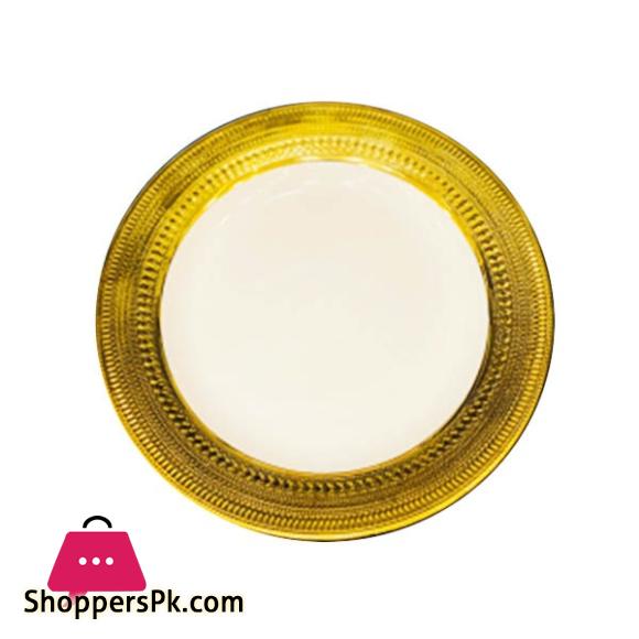 Brilliant Round Gold White Plate 10.25 Inch