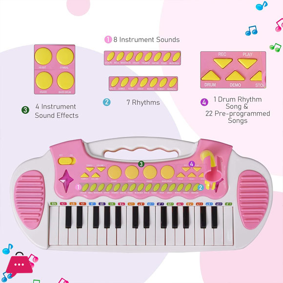 Childrens Electronic Keyboard Multi-Function with Microphone 31 Key Piano Can be Play