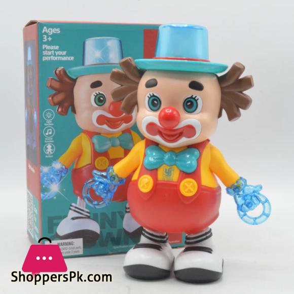 Cute Funny-Face Dancing Clown Joker Toy with Music Flashing Lights and Real Dancing Action