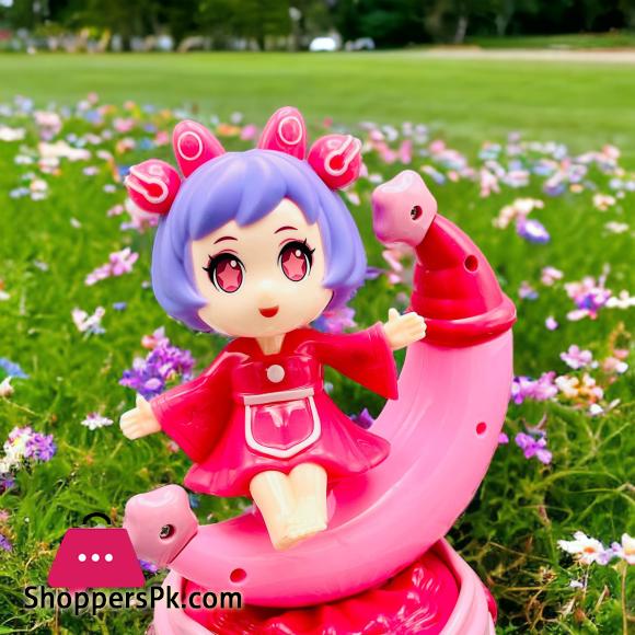 Cute Princess Rotating Glowing Moon Carriage Toy With Dynamic Music And Lights | Zareesha E-Mart