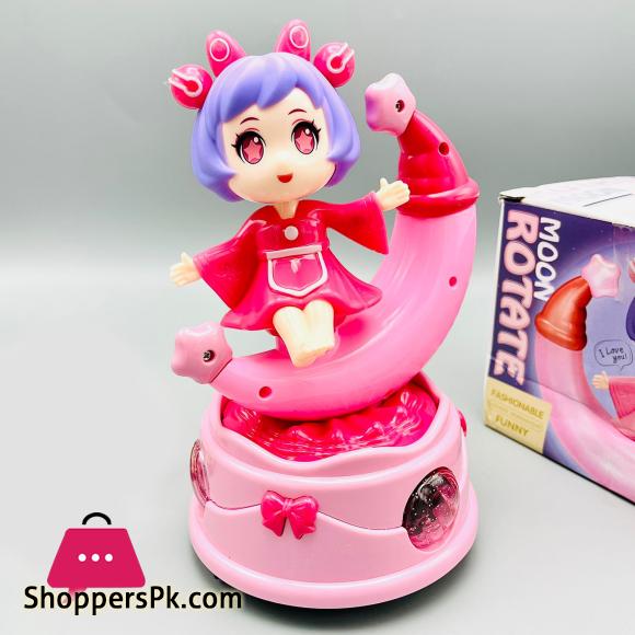 Cute Princess Rotating Glowing Moon Carriage Toy With Dynamic Music And Lights | Zareesha E-Mart