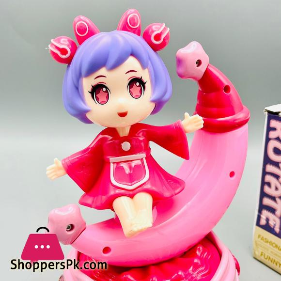 Cute Princess Rotating Glowing Moon Carriage Toy With Dynamic Music And Lights | Zareesha E-Mart