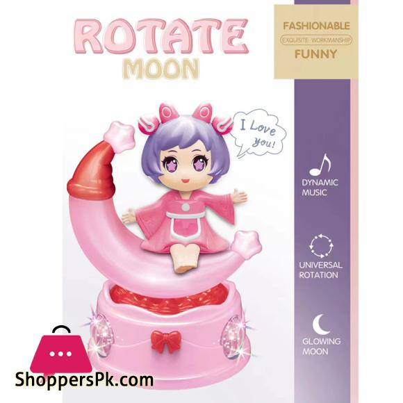 Cute Princess Rotating Glowing Moon Carriage Toy With Dynamic Music And Lights | Zareesha E-Mart