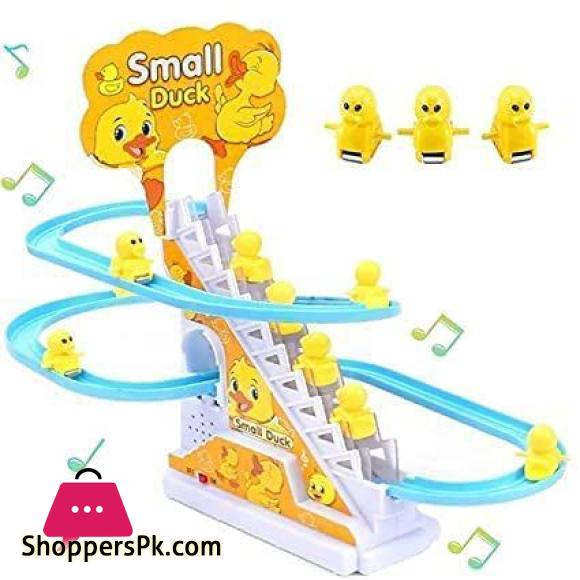 Duck Slide Toy Set, Funny Automatic Stair-Climbing Ducklings Cartoon Race Track Set Little Lovely Duck Slide Toy Escalator Toy with Lights and Music (3 sliding ducks), Multi