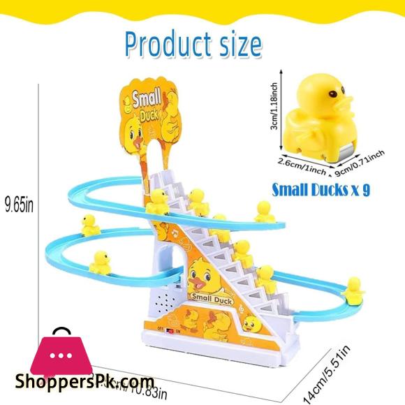 Duck Slide Toy Set, Funny Automatic Stair-Climbing Ducklings Cartoon Race Track Set Little Lovely Duck Slide Toy Escalator Toy with Lights and Music (3 sliding ducks), Multi