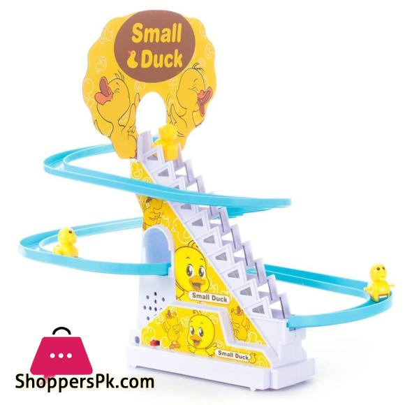 Duck Slide Toy Set, Funny Automatic Stair-Climbing Ducklings Cartoon Race Track Set Little Lovely Duck Slide Toy Escalator Toy with Lights and Music (3 sliding ducks), Multi