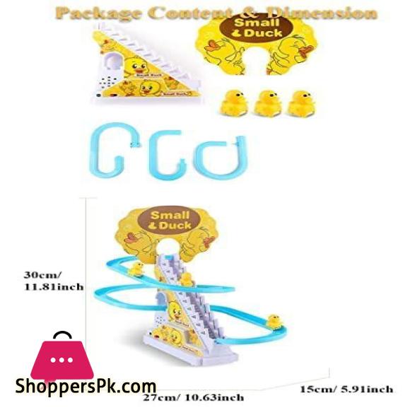 Duck Slide Toy Set, Funny Automatic Stair-Climbing Ducklings Cartoon Race Track Set Little Lovely Duck Slide Toy Escalator Toy with Lights and Music (3 sliding ducks), Multi
