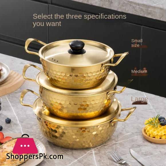 Golden Cooking Pot Hammer Pattern with Cover Special Pot for Golden Instant Noodle Pot for Cooking 20CM