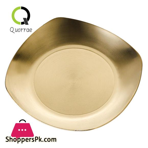 Golden Plate Square Korean Style Stainless Steel Luxury Square Plates Golden - 26.5CM